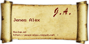 Jenes Alex névjegykártya